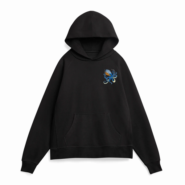 SSUR octopus hoody/Mフルジップ黒パーカー　刺繍 Octopus Embroidered Organic Cotton Hoodie - Unisex (Limited Edition)