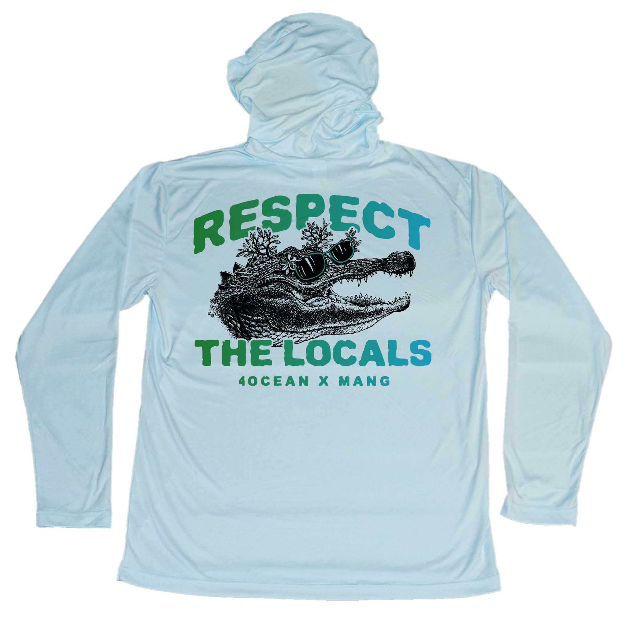 MANG 4ocean Respect The Locals Gator Eco Hoodie - Men's - XS-Arctic Blue
