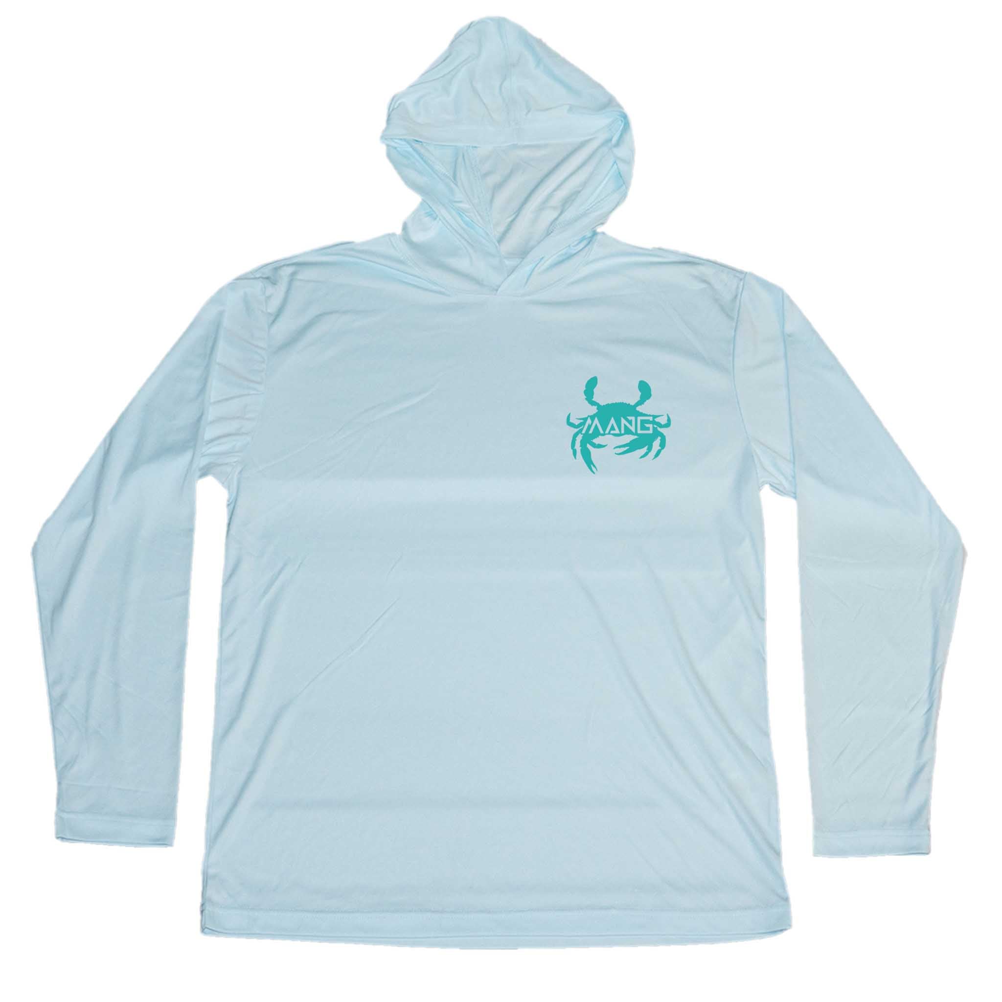 Men s Blue Crab Performance Hoodie MANG Gear