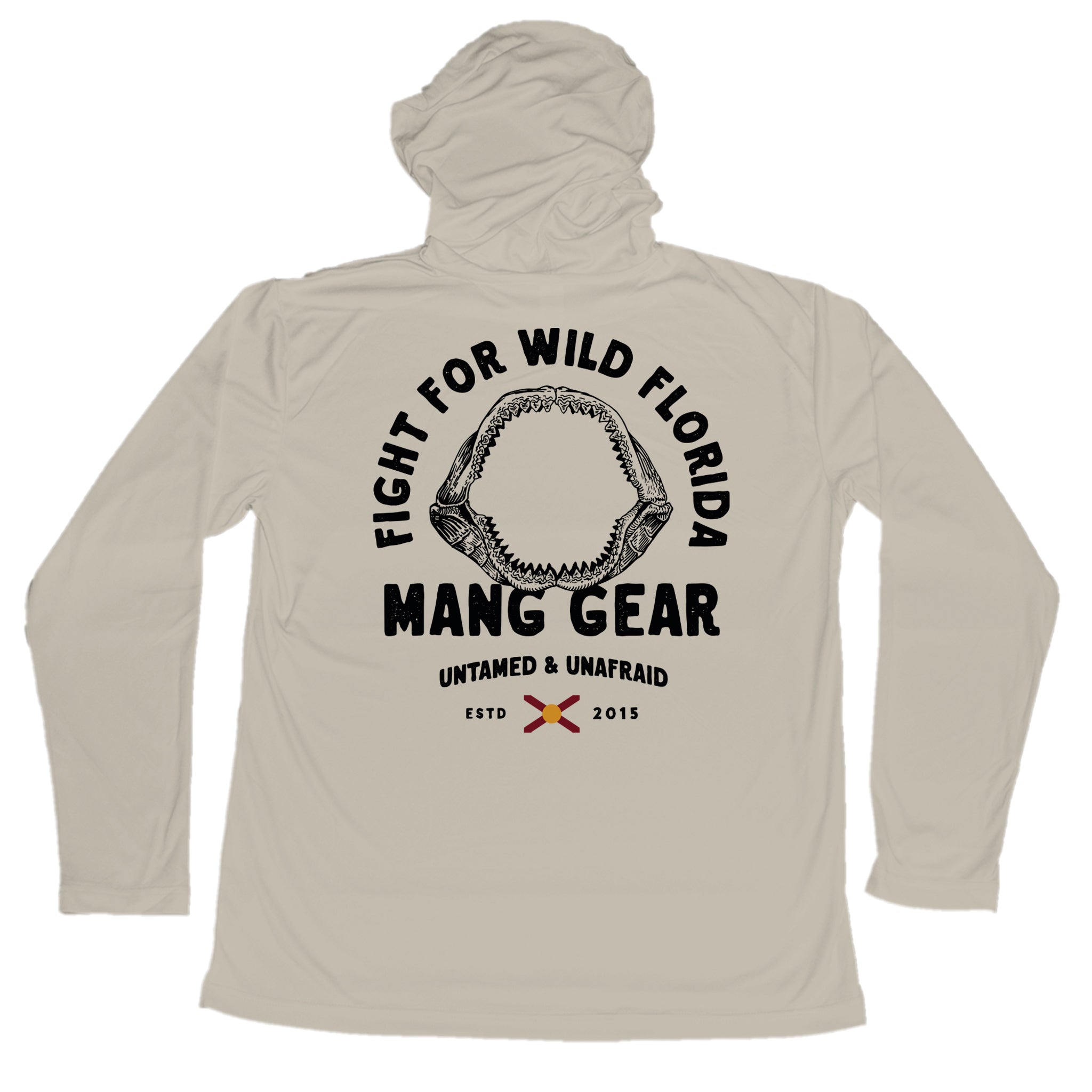 MANG Fight For Wild Florida Shark Jaws Hoodie - S-Tan