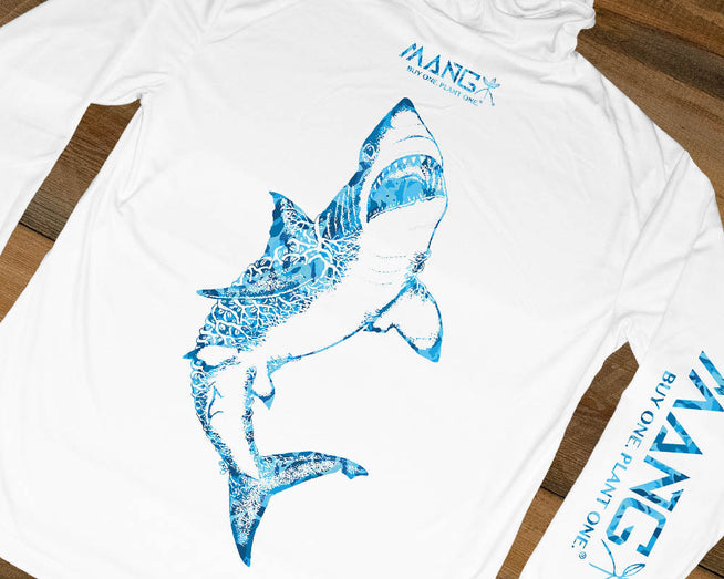 Back side of Jaws MANG performance longsleeve hoodie