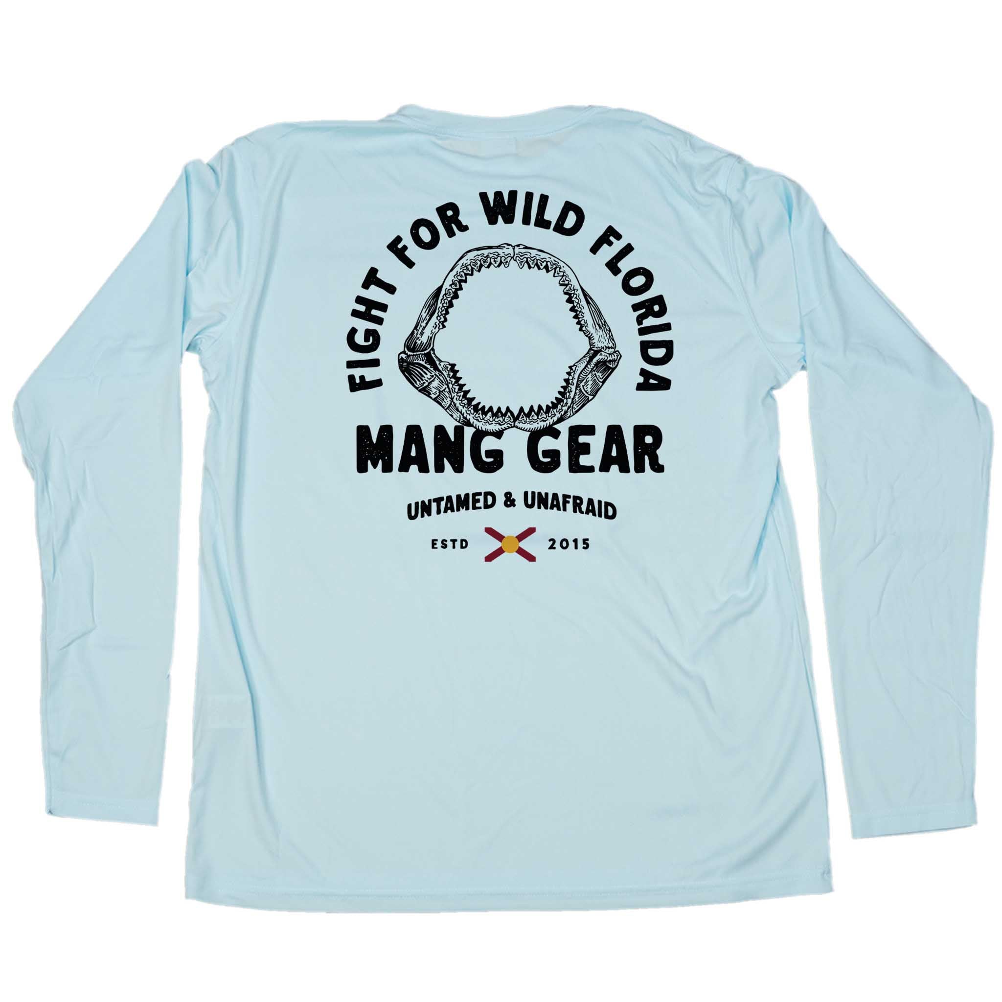 MANG Fight For Wild Florida Shark Jaws - LS - XS-Arctic Blue