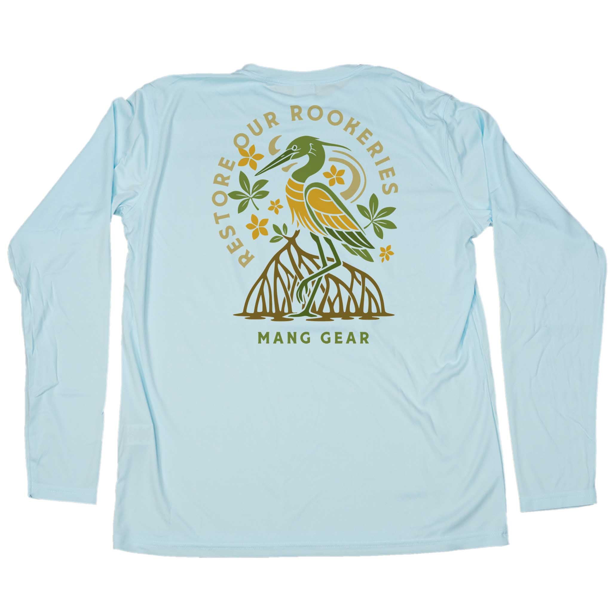 MANG Restore Our Rookeries Heron - LS - XS-Arctic Blue