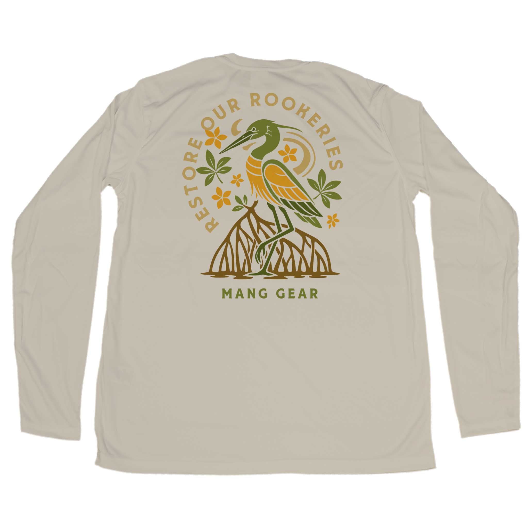 MANG Restore Our Rookeries Heron - LS - XS-Tan