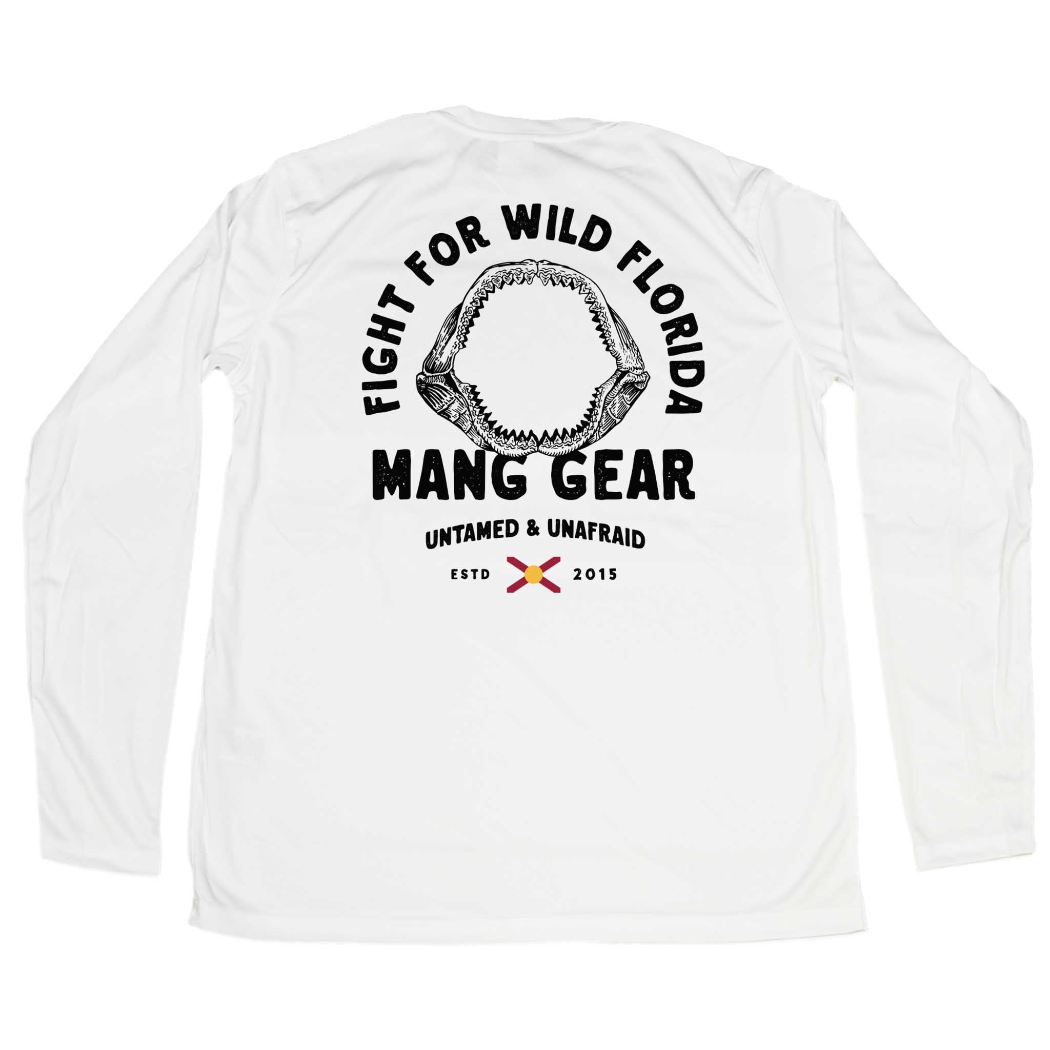 MANG Fight For Wild Florida Shark Jaws - LS - XS-White