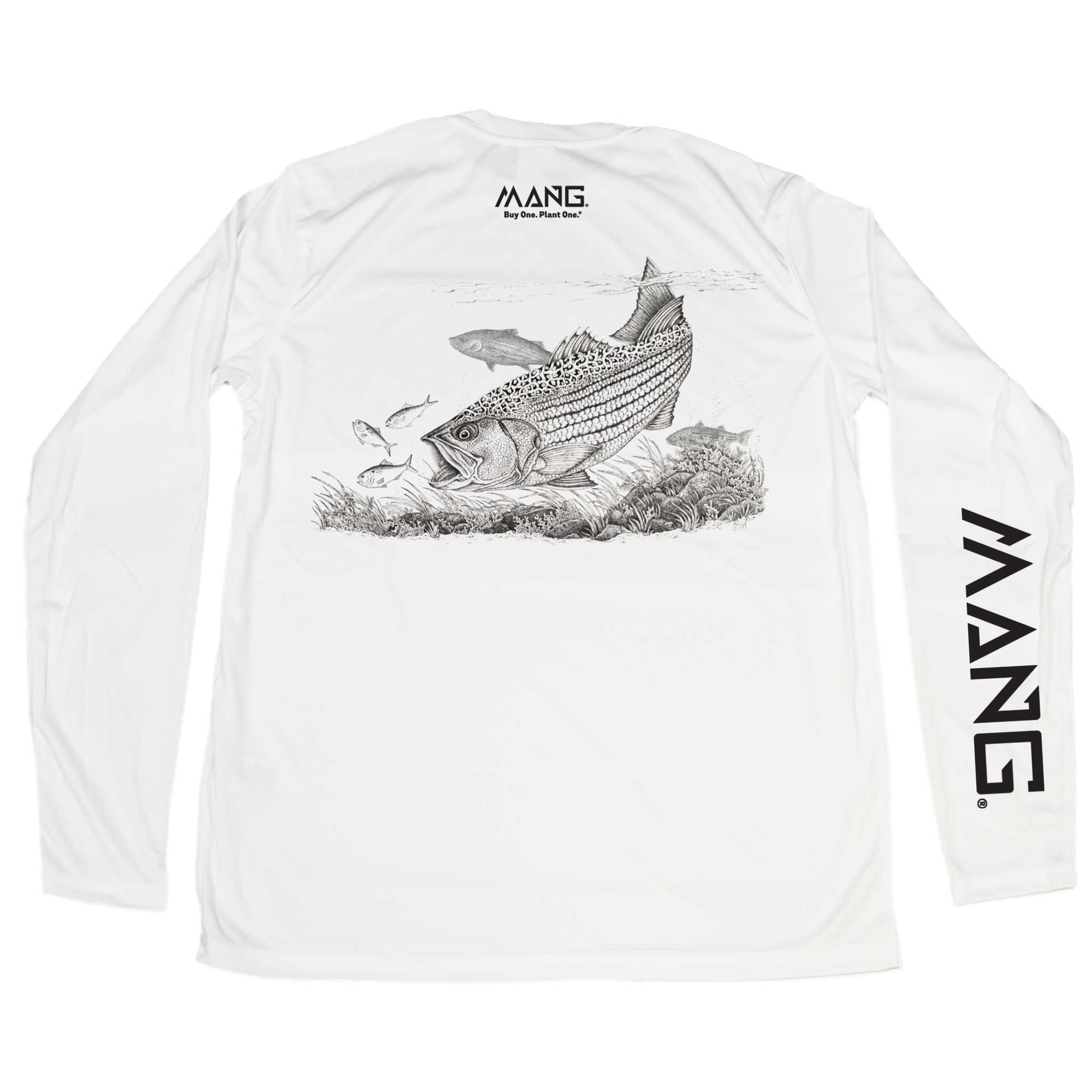 MANG Striped Bass MANG - LS - XS-White