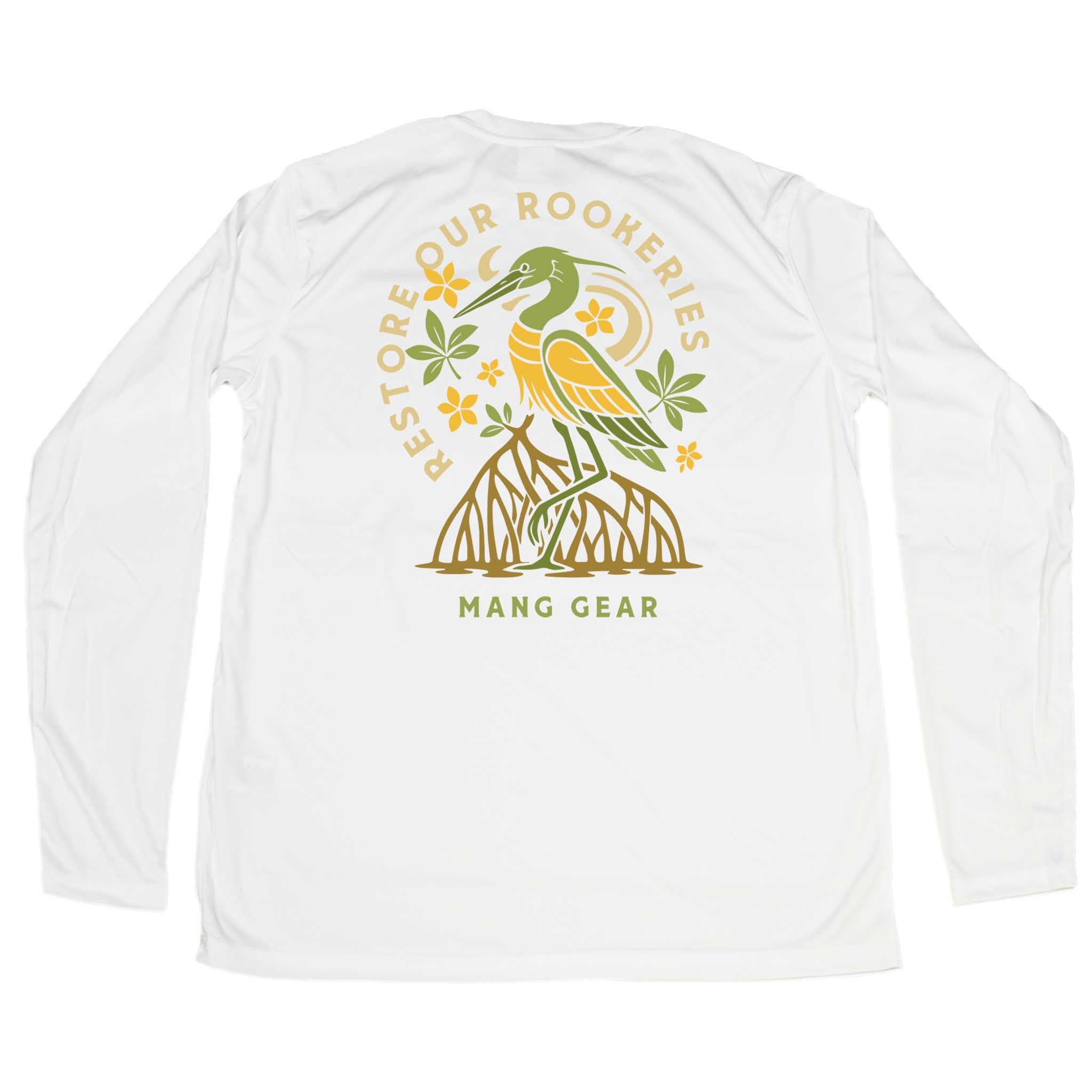 MANG Restore Our Rookeries Heron - LS - XS-White