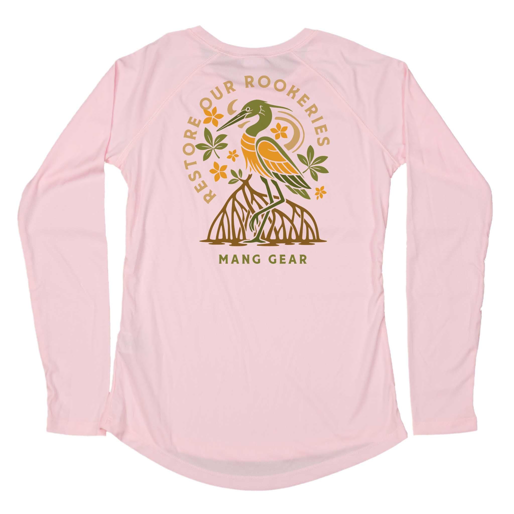 MANG Restore Our Rookeries Heron - Women's - LS - XS-Pink