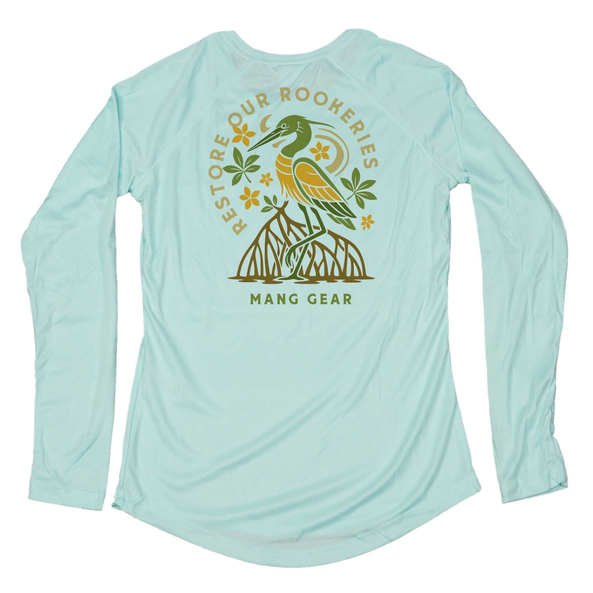 MANG Restore Our Rookeries Heron - Women's - LS - XS-Seagrass