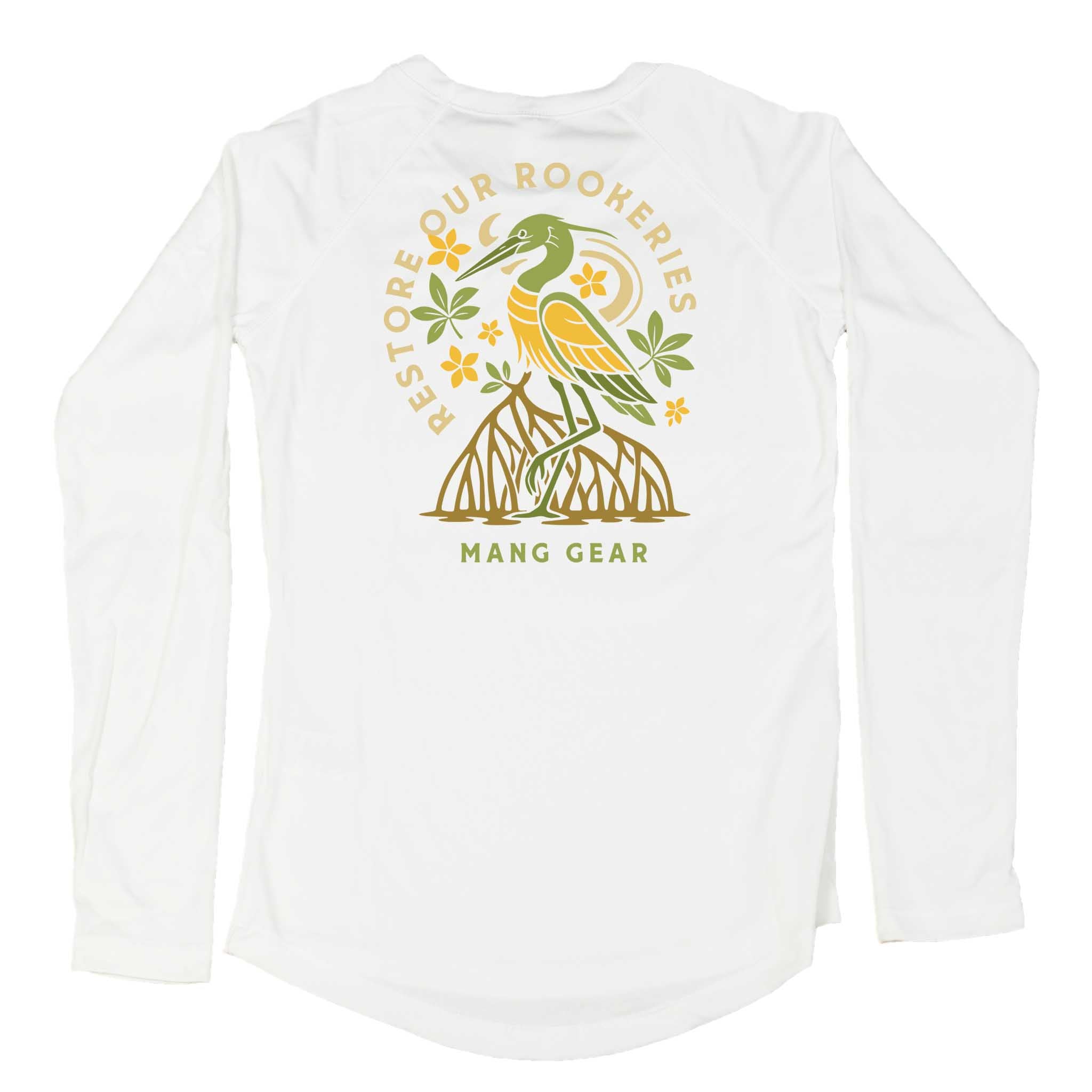 MANG Restore Our Rookeries Heron - Women's - LS - XS-White