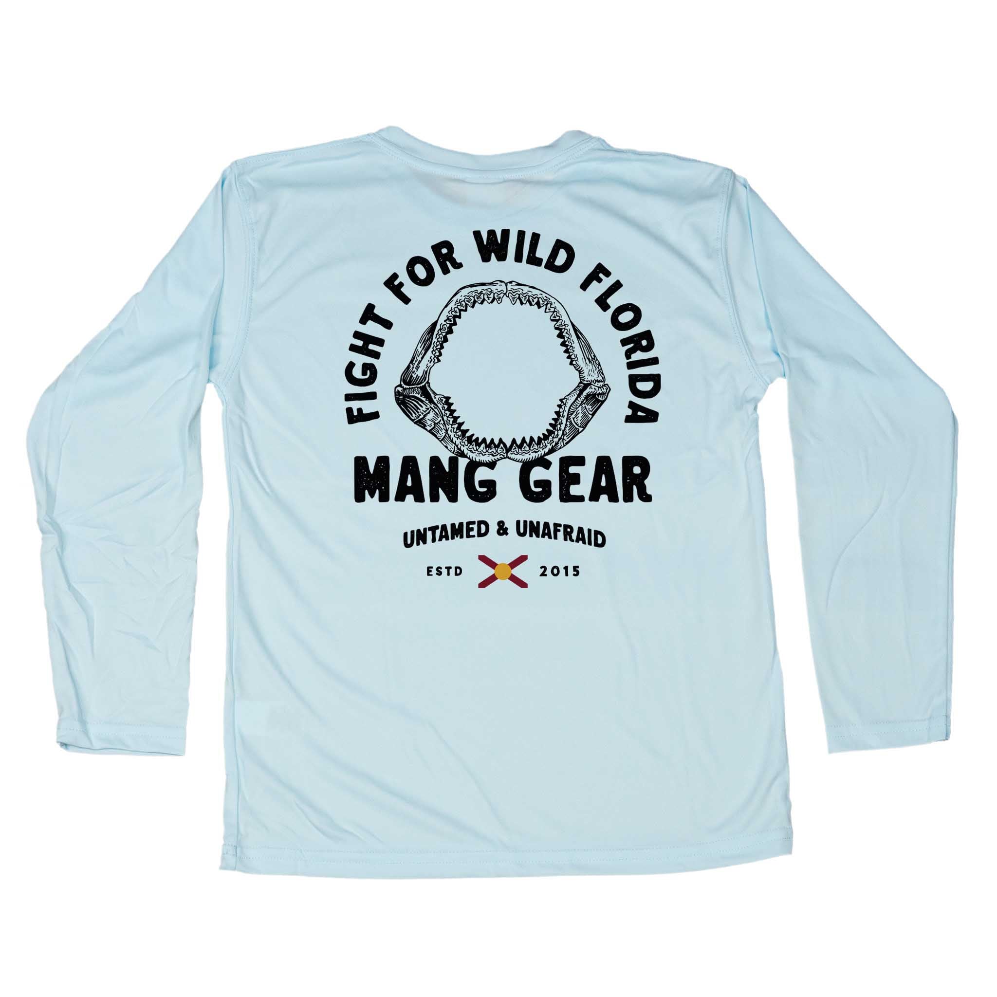 MANG Fight For Wild Florida Shark Jaws - Youth - YS-Arctic Blue